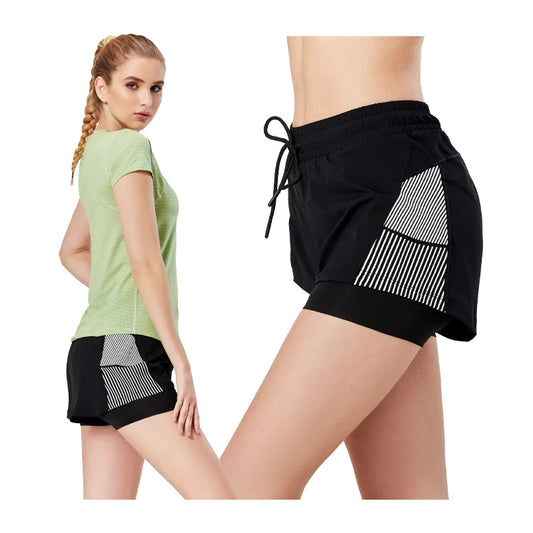 Woman Running Shorts Double Layer Breathable Quick Drying