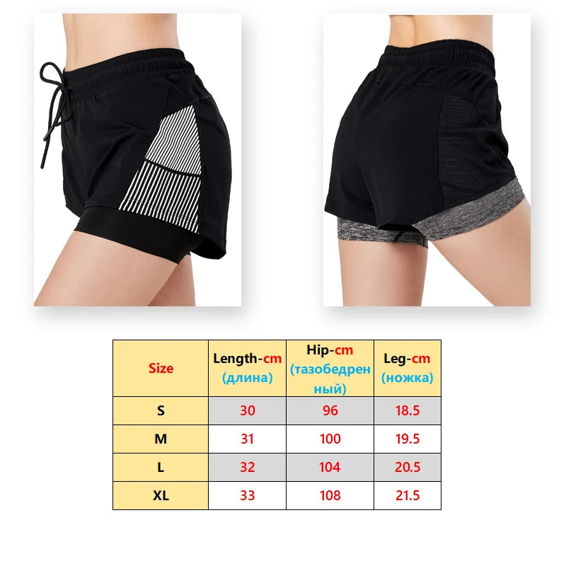 Woman Running Shorts Double Layer Breathable Quick Drying