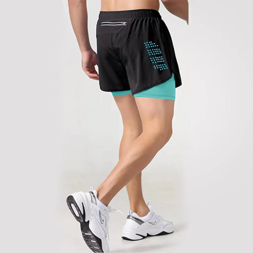 Men  Shorts running Double-deck - Training Short Pant Summer 2 In 1