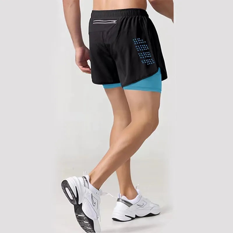 Men  Shorts running Double-deck - Training Short Pant Summer 2 In 1