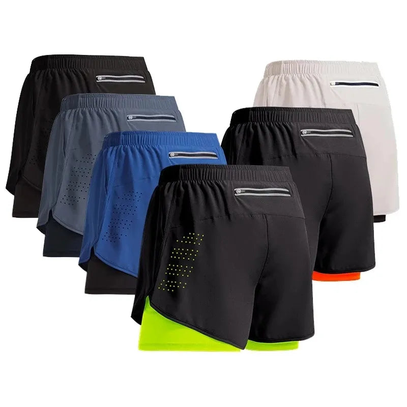 Men  Shorts running Double-deck - Training Short Pant Summer 2 In 1