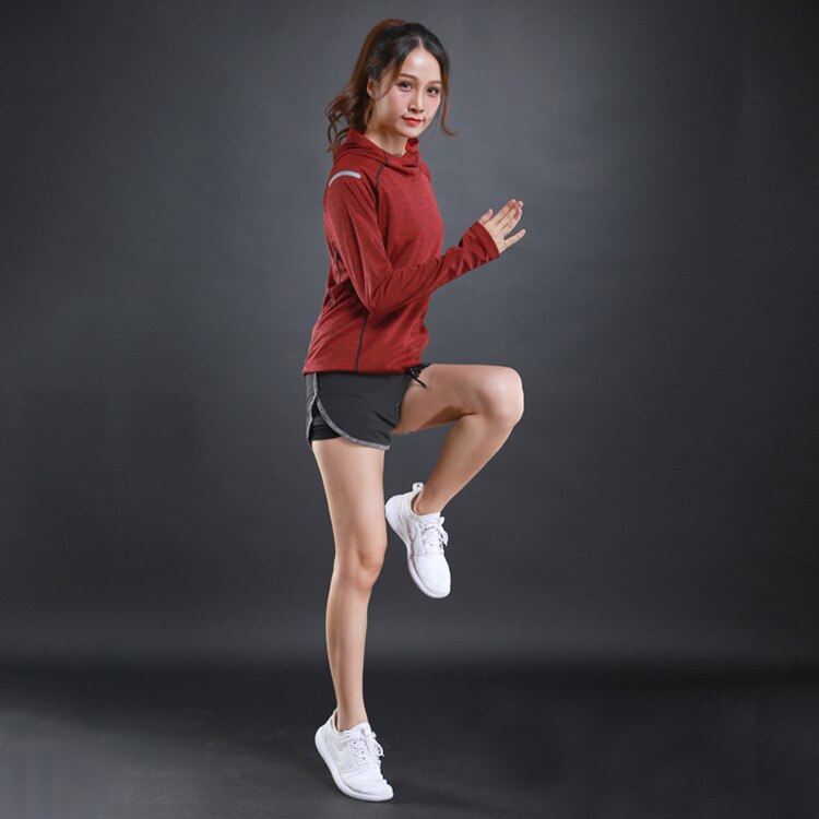 Autumn thin Women Running Long Sleeves Hood Sports